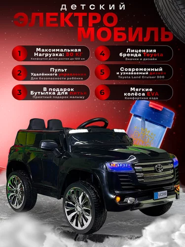 Детский электромобиль Toyota Land Cruiser 300 - LC300 чёрный